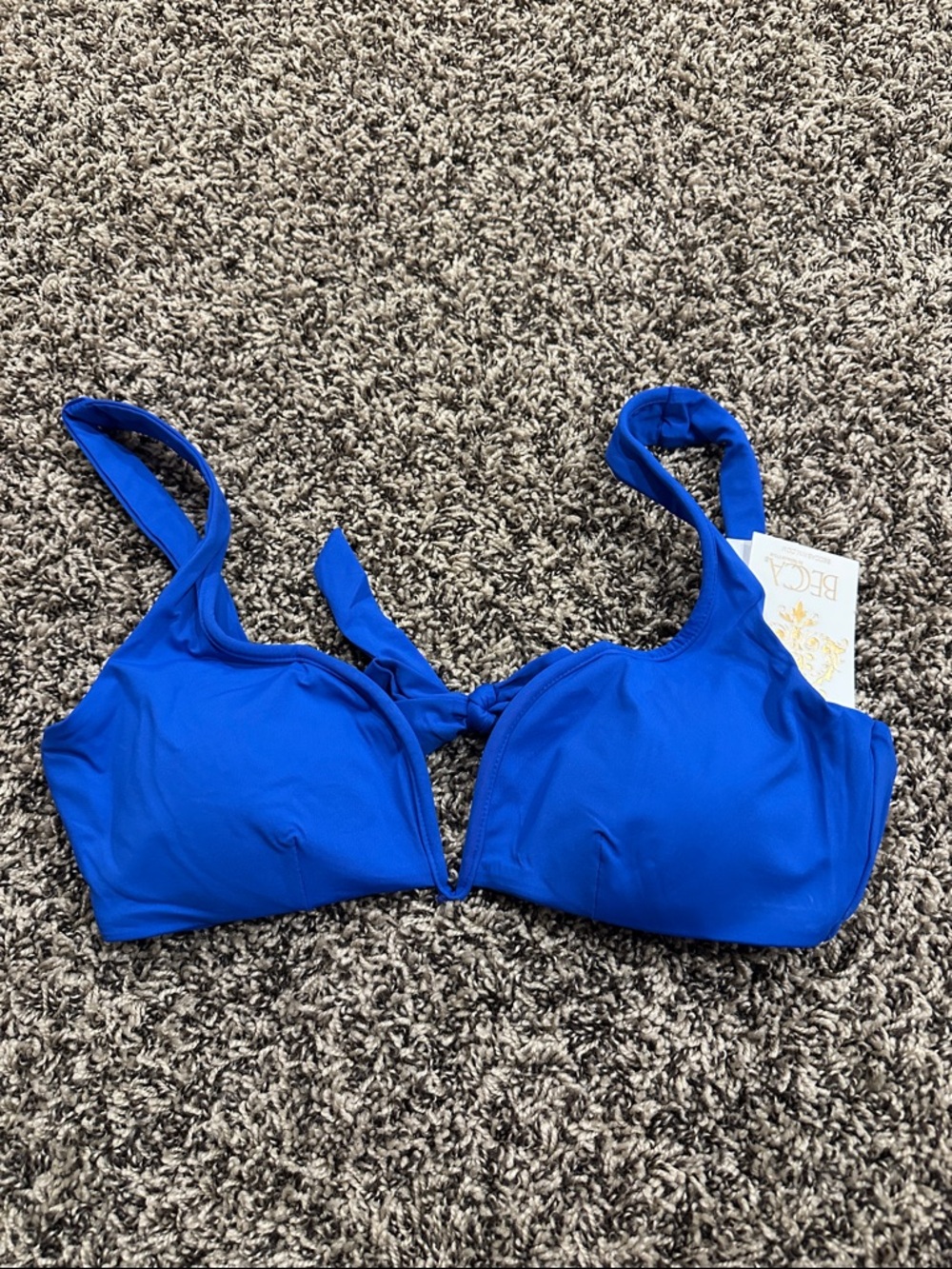 BECCA Royal Blue Tie-Front Bikini Top